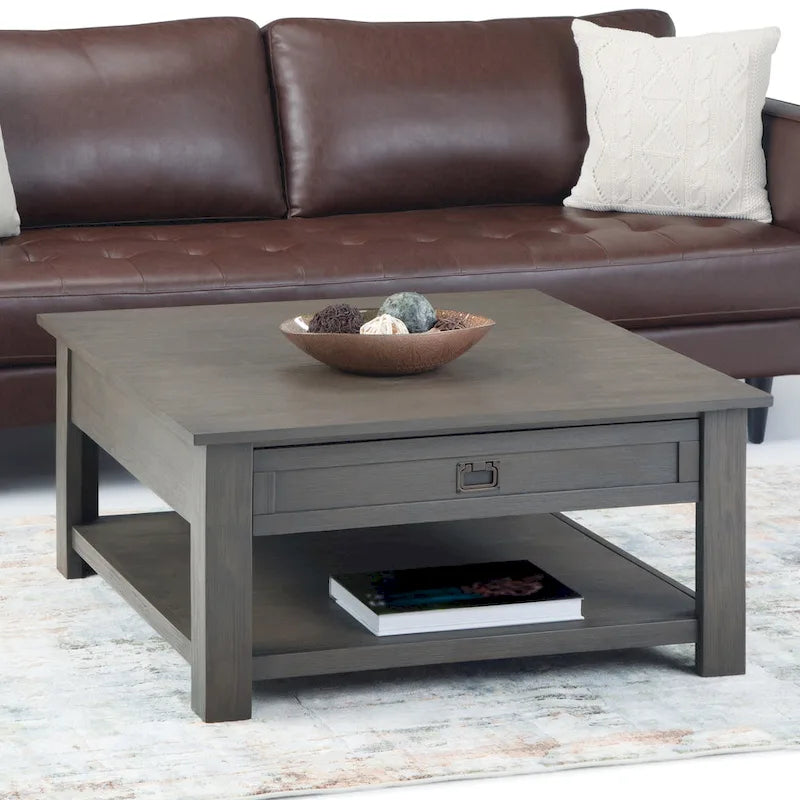 WYNDENHALL Garret vierkante rustieke salontafel van massief acaciahout, 38 inch breed - 38 W x 38 D x 19 H