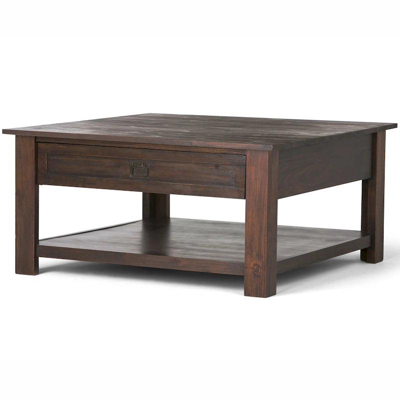 WYNDENHALL Garret vierkante rustieke salontafel van massief acaciahout, 38 inch breed - 38 W x 38 D x 19 H