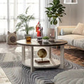 COZAYH Couchtisch im Landhausstil mit Ablagefläche, rustikaler runder Akzenttisch im Landhausstil mit beeindruckendem radialem Muster, Beistelltisch