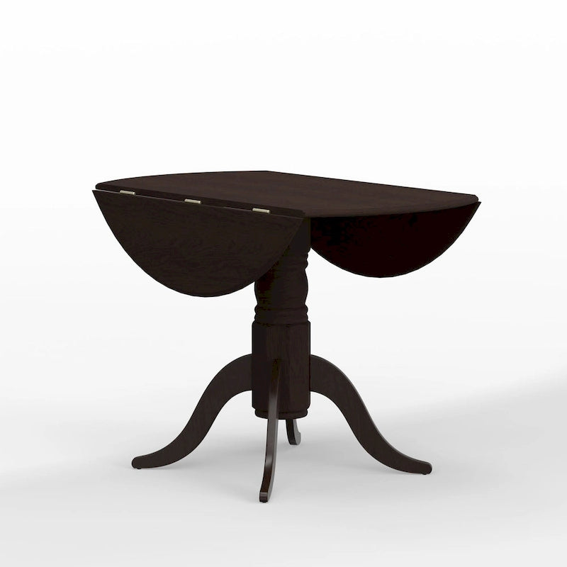 Eettafel met dubbele uitklapbladen en houten voetstuk, 42