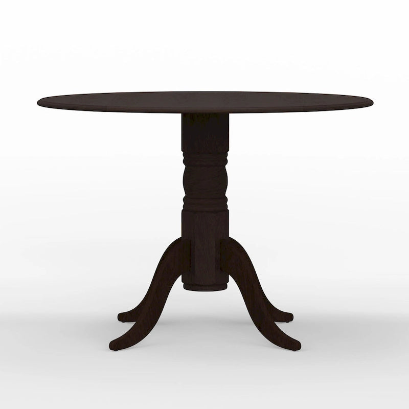 Eettafel met dubbele uitklapbladen en houten voetstuk, 42