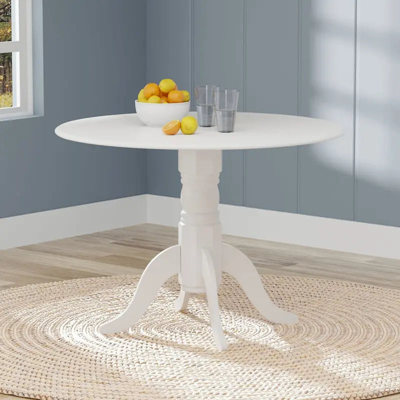 Eettafel met dubbele uitklapbladen en houten voetstuk, 42