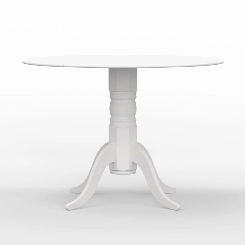 Eettafel met dubbele uitklapbladen en houten voetstuk, 42