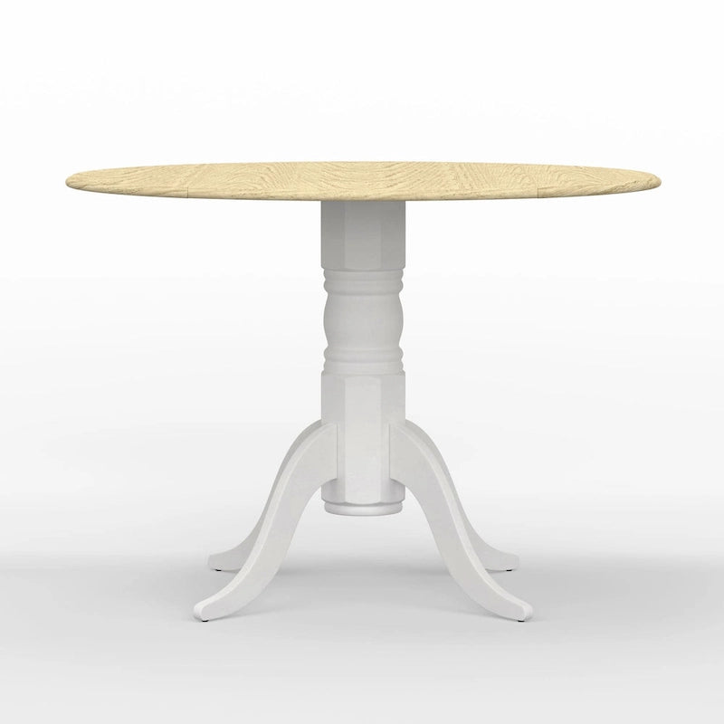 Eettafel met dubbele uitklapbladen en houten voetstuk, 42