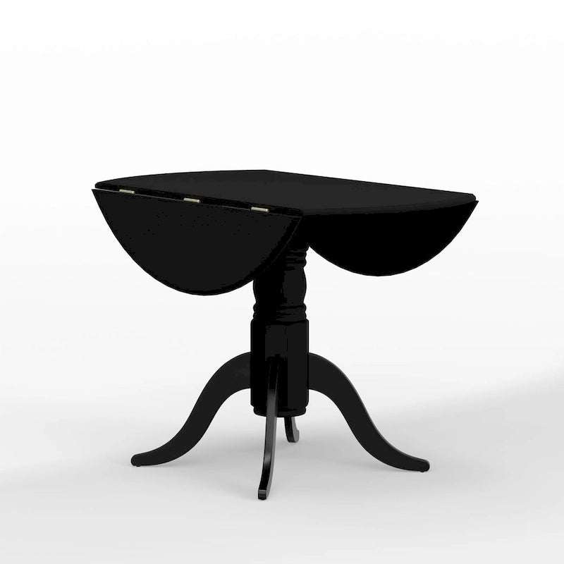 Eettafel met dubbele uitklapbladen en houten voetstuk, 42