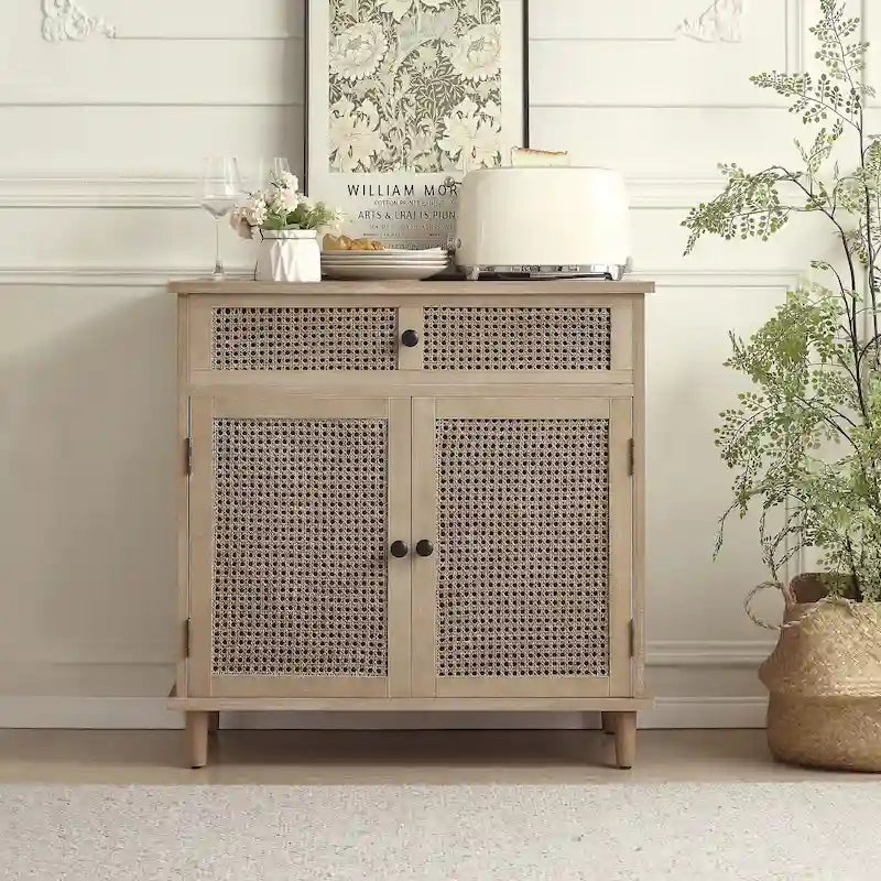 Mueble auxiliar de ratán tejido Art Leon