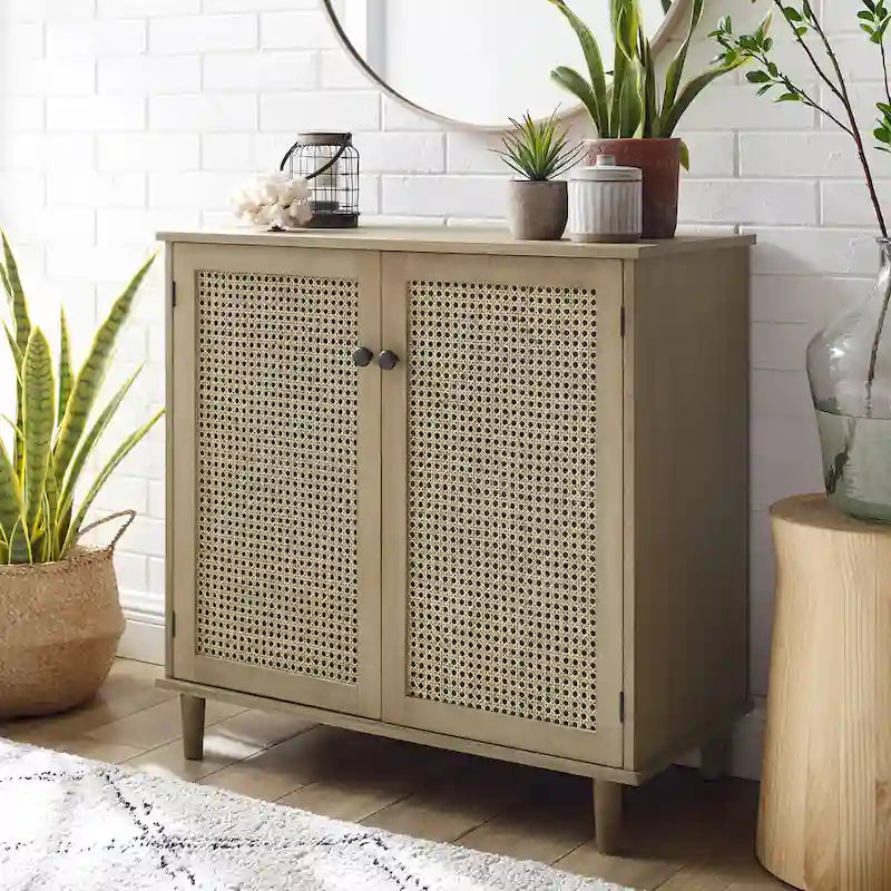 Art Leon dekorativer Schrank aus gewebtem Rattan und Korbgeflecht