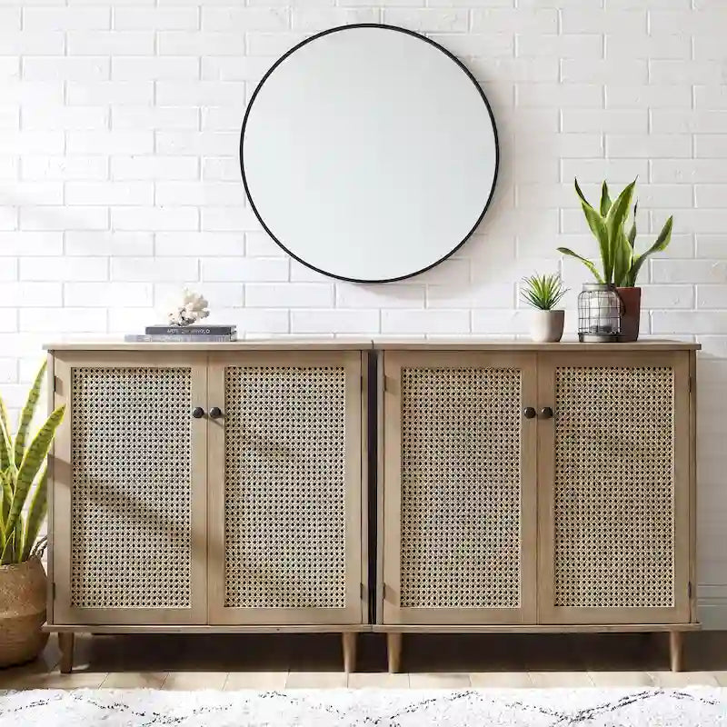 Art Leon dekorativer Schrank aus gewebtem Rattan und Korbgeflecht