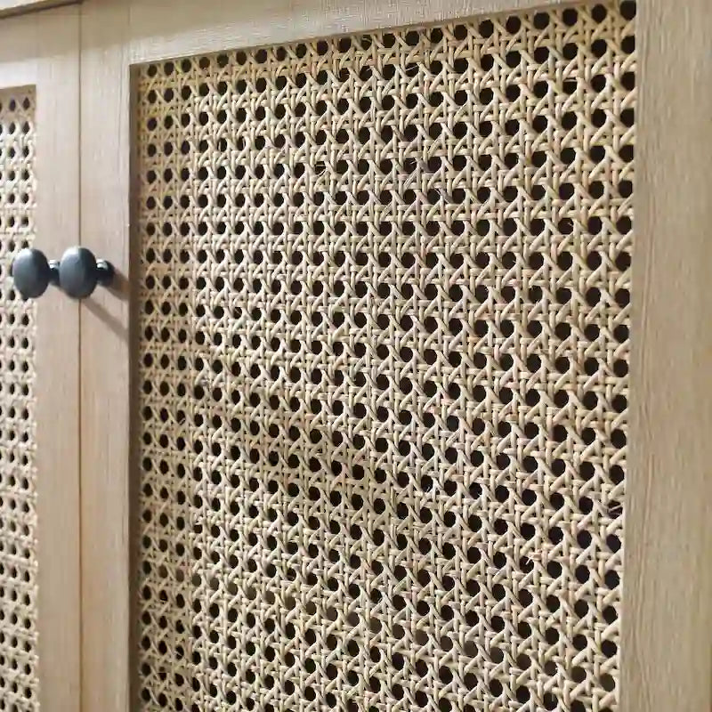 Art Leon dekorativer Schrank aus gewebtem Rattan und Korbgeflecht