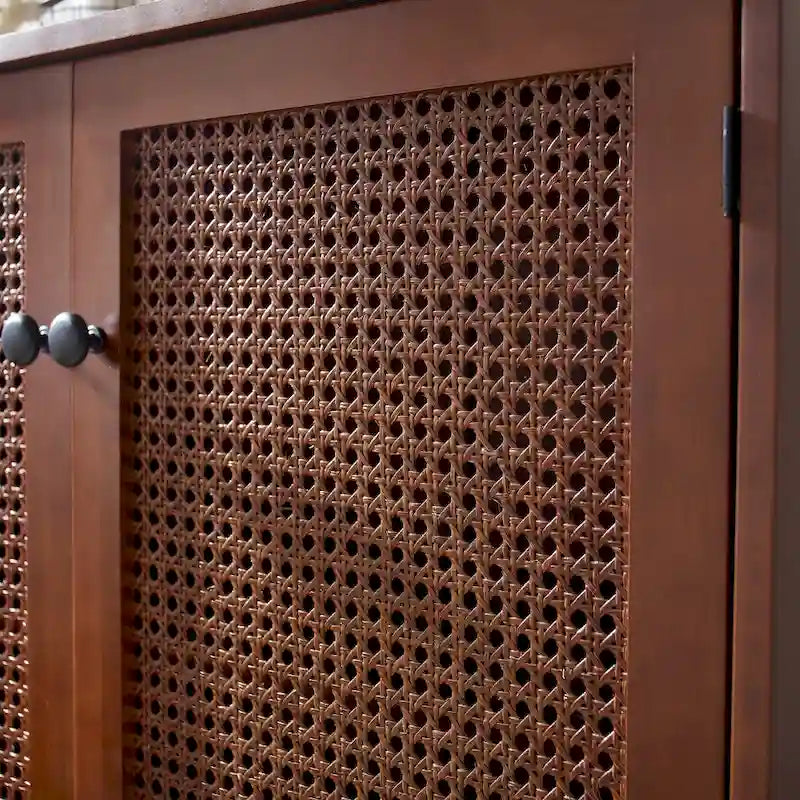 Art Leon dekorativer Schrank aus gewebtem Rattan und Korbgeflecht