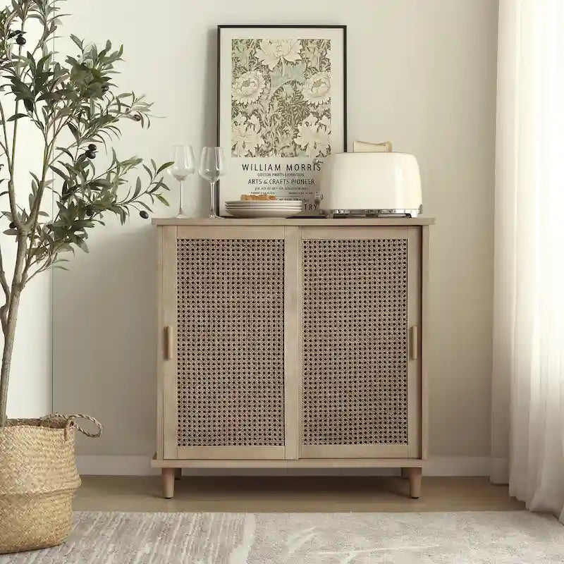 Art Leon dekorativer Schrank aus gewebtem Rattan und Korbgeflecht
