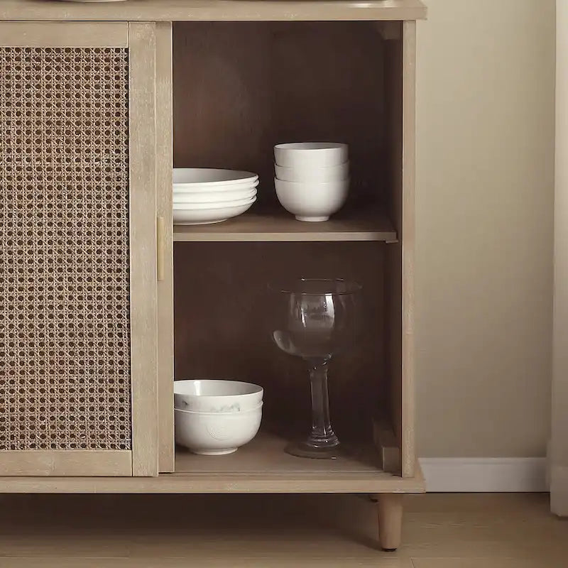 Art Leon dekorativer Schrank aus gewebtem Rattan und Korbgeflecht