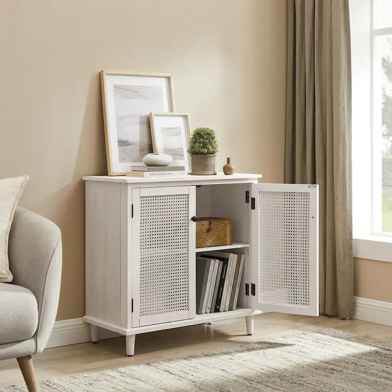Art Leon dekorativer Schrank aus gewebtem Rattan und Korbgeflecht