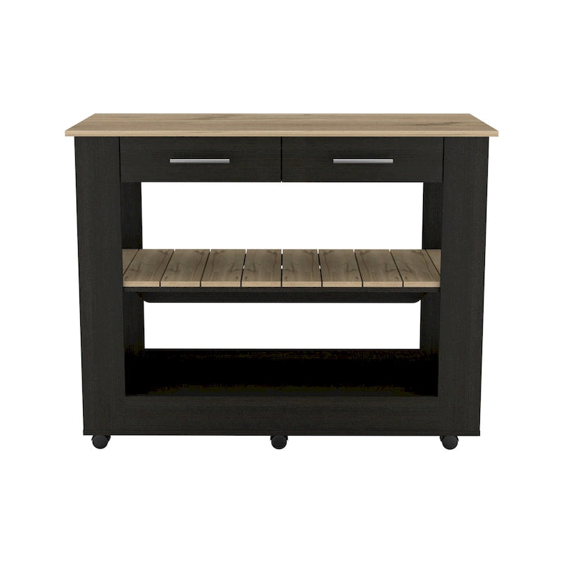 FM Furniture Brooklyn 46 Kitchen Island, Two Shelves, Two Drawers