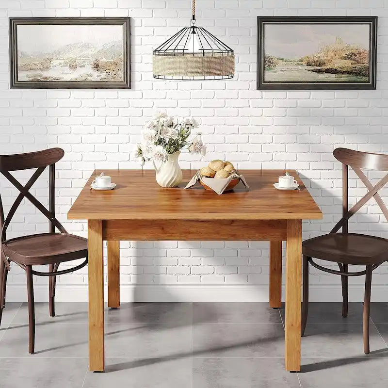 Vierkante rustieke eettafel in landelijke stijl met poten van massief hout - 39.4D x 39.4W x 30H