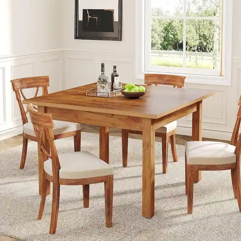 Vierkante rustieke eettafel in landelijke stijl met poten van massief hout - 39.4D x 39.4W x 30H