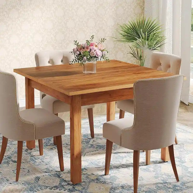 Vierkante rustieke eettafel in landelijke stijl met poten van massief hout - 39.4D x 39.4W x 30H