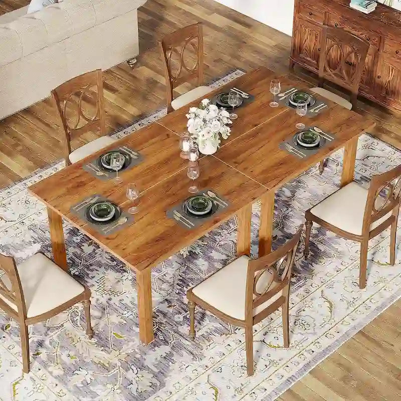Vierkante rustieke eettafel in landelijke stijl met poten van massief hout - 39.4D x 39.4W x 30H