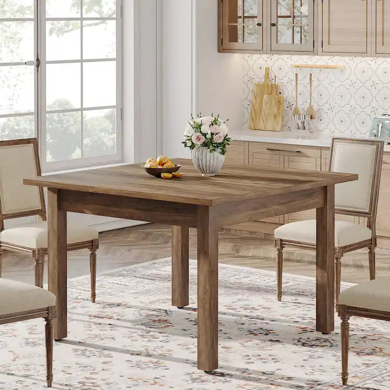 Vierkante rustieke eettafel in landelijke stijl met poten van massief hout - 39.4D x 39.4W x 30H