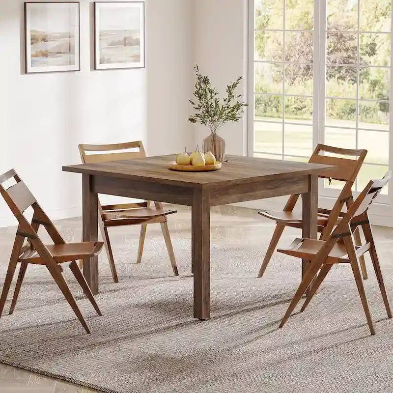 Vierkante rustieke eettafel in landelijke stijl met poten van massief hout - 39.4D x 39.4W x 30H