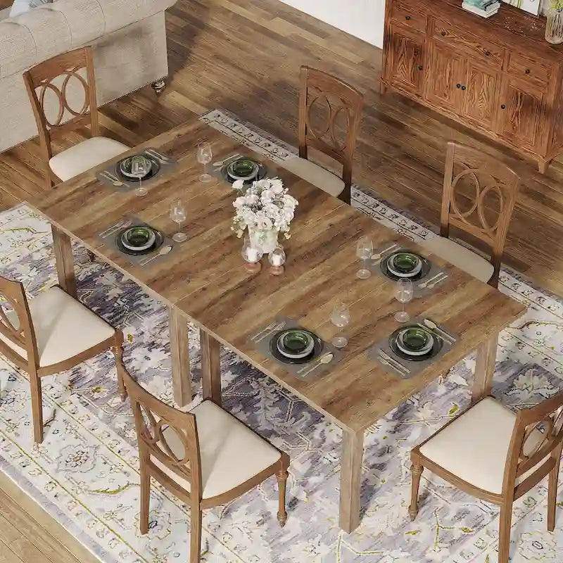 Vierkante rustieke eettafel in landelijke stijl met poten van massief hout - 39.4D x 39.4W x 30H