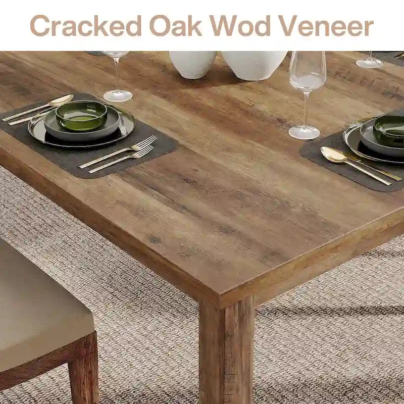 Vierkante rustieke eettafel in landelijke stijl met poten van massief hout - 39.4D x 39.4W x 30H