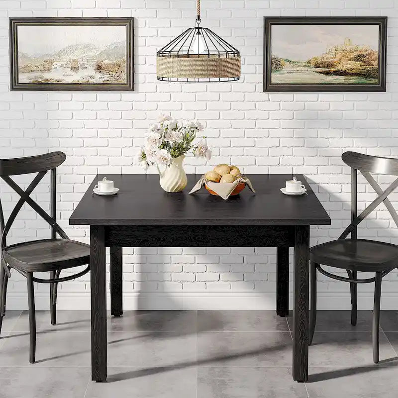 Vierkante rustieke eettafel in landelijke stijl met poten van massief hout - 39.4D x 39.4W x 30H
