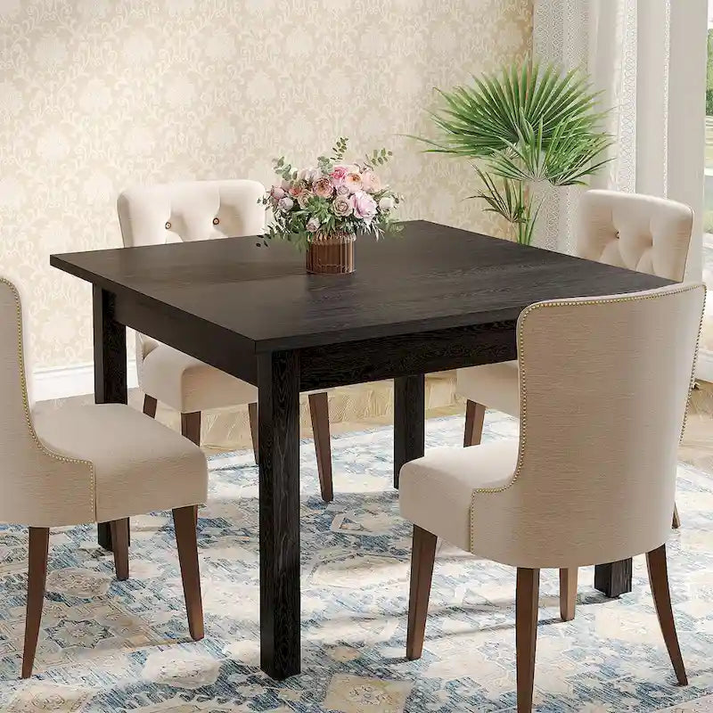 Vierkante rustieke eettafel in landelijke stijl met poten van massief hout - 39.4D x 39.4W x 30H