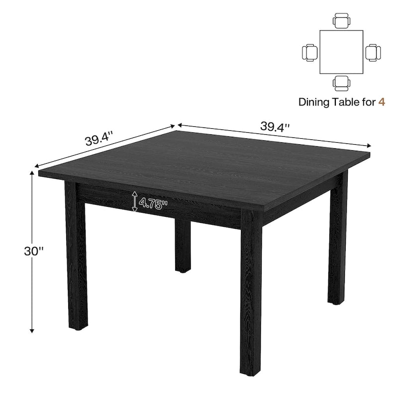 Vierkante rustieke eettafel in landelijke stijl met poten van massief hout - 39.4D x 39.4W x 30H