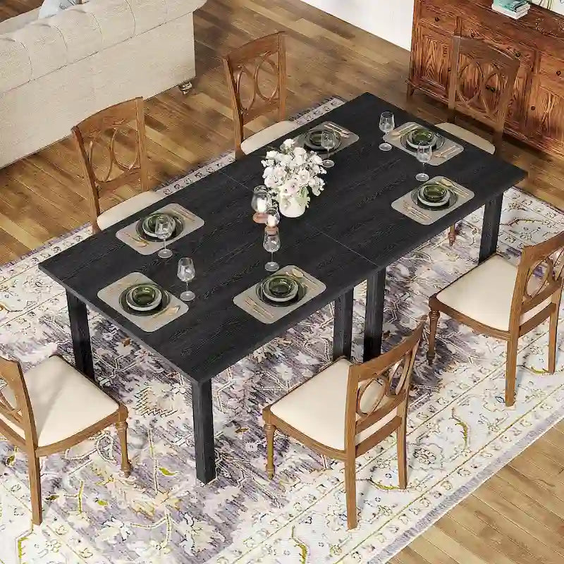 Vierkante rustieke eettafel in landelijke stijl met poten van massief hout - 39.4D x 39.4W x 30H