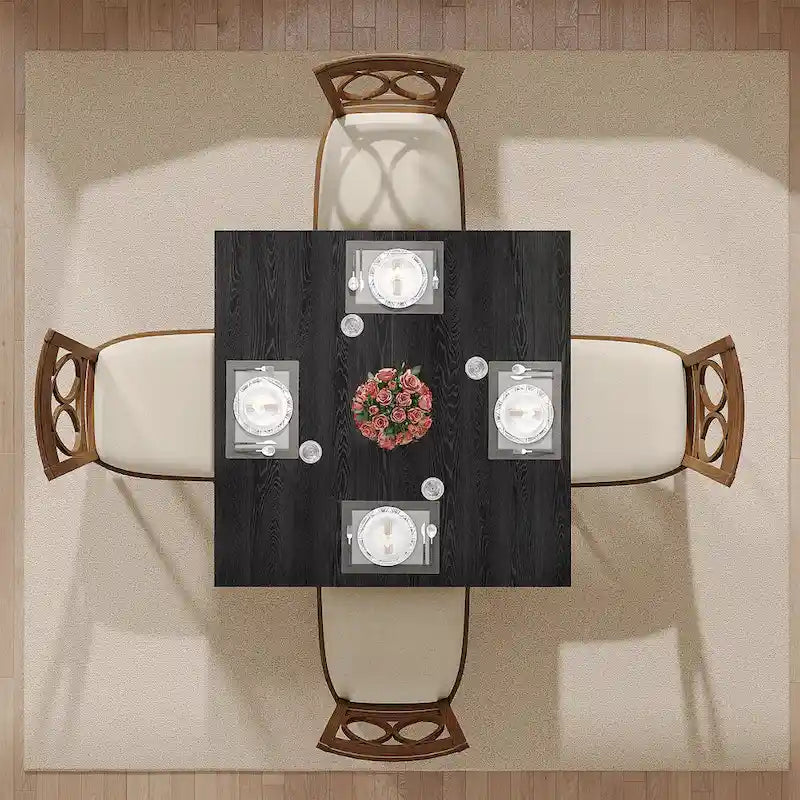 Vierkante rustieke eettafel in landelijke stijl met poten van massief hout - 39.4D x 39.4W x 30H