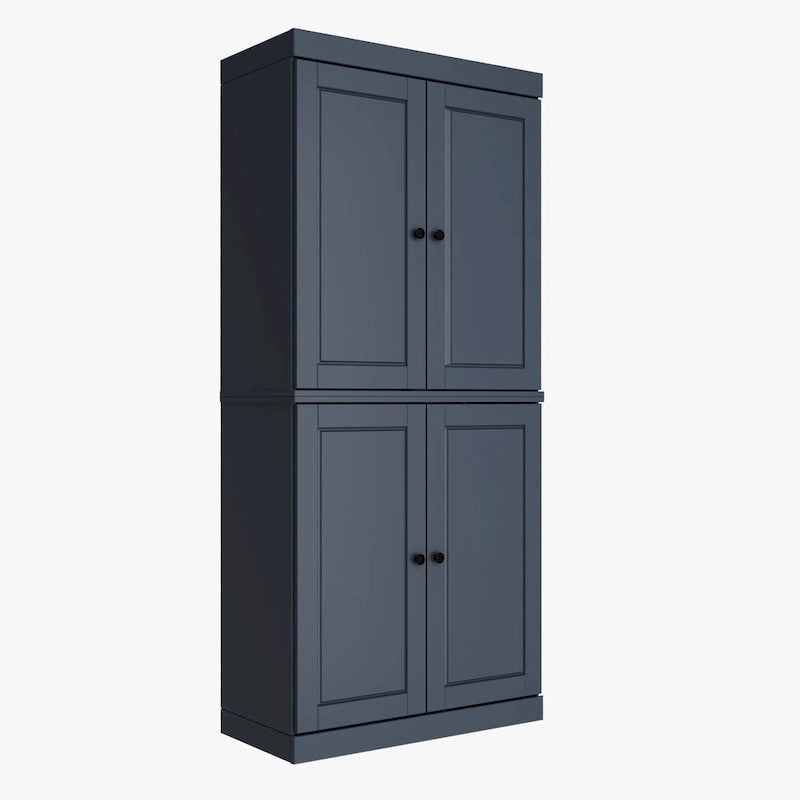 Palace Imports voorraadkast van 100% massief hout met matglazen, transparante glazen of massief houten deuren, 2 laden en verstelbare planken