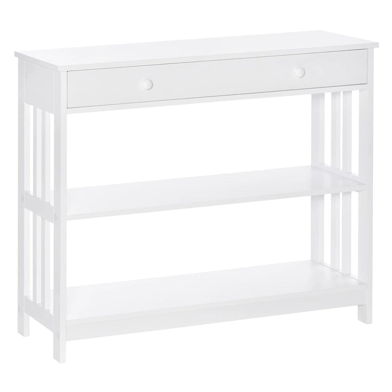 Table console HOMCOM avec tiroirs et 2 étagères, table de canapé moderne pour entrée, salon ou chambre