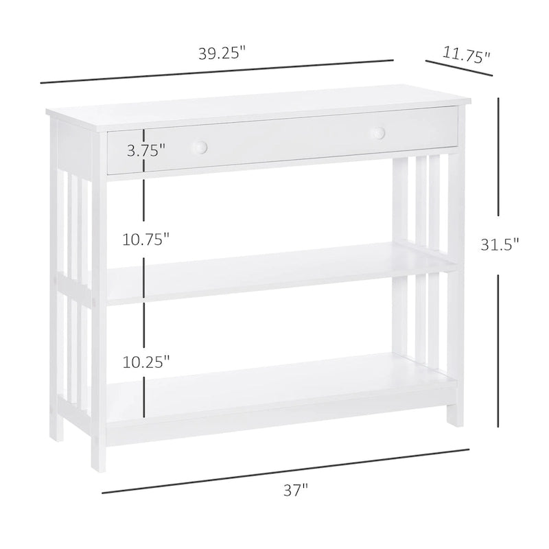 Table console HOMCOM avec tiroirs et 2 étagères, table de canapé moderne pour entrée, salon ou chambre