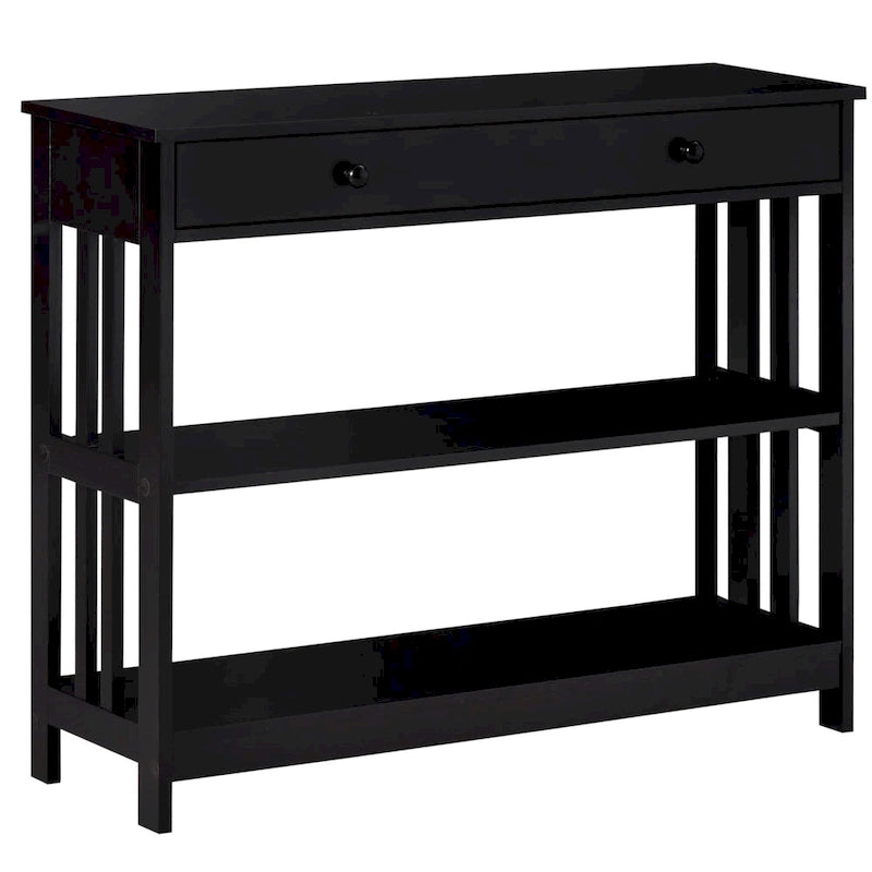 Table console HOMCOM avec tiroirs et 2 étagères, table de canapé moderne pour entrée, salon ou chambre