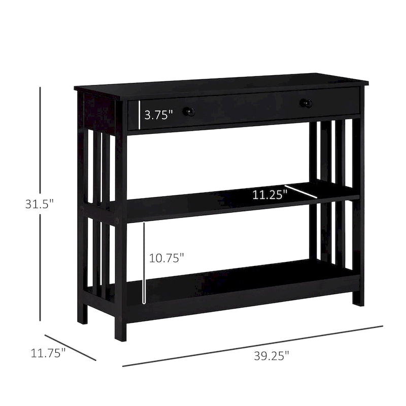Table console HOMCOM avec tiroirs et 2 étagères, table de canapé moderne pour entrée, salon ou chambre
