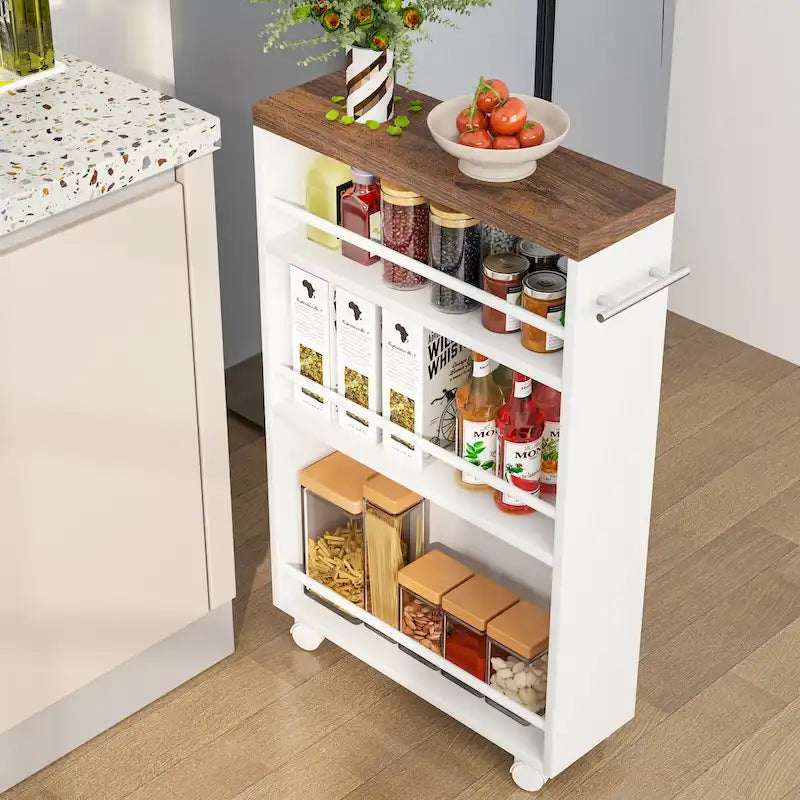 Carrello portaoggetti sottile, carrello da cucina stretto con ruote - N/A