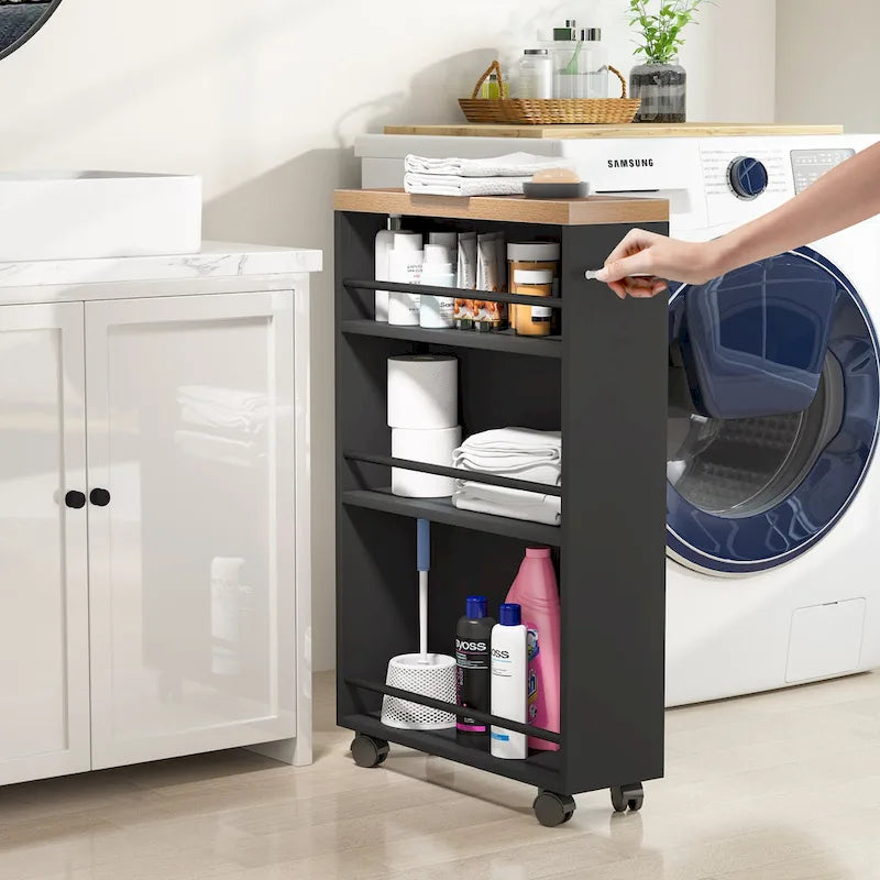 Carrello portaoggetti sottile, carrello da cucina stretto con ruote - N/A