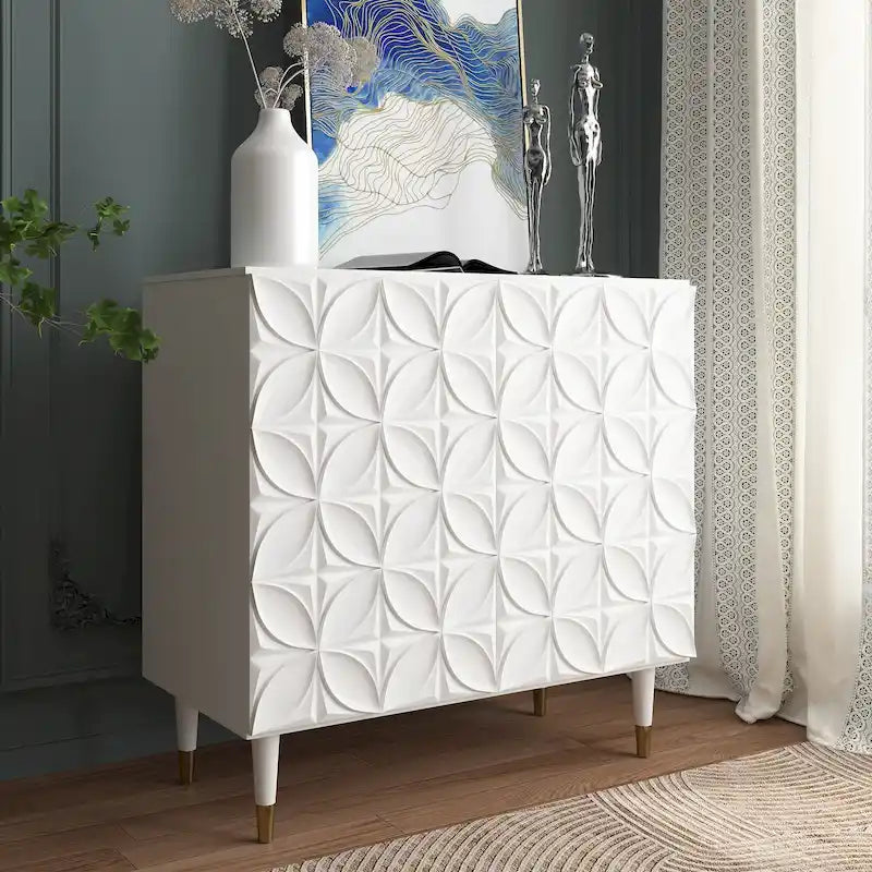 Clihome 2-deurs dressoir, glanzende locker-opbergkast voor media-apparatuur