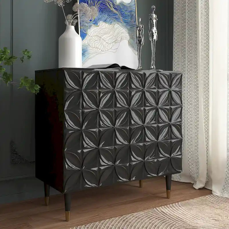 Armario decorativo de almacenamiento multimedia tipo taquilla brillante de 2 puertas Clihome