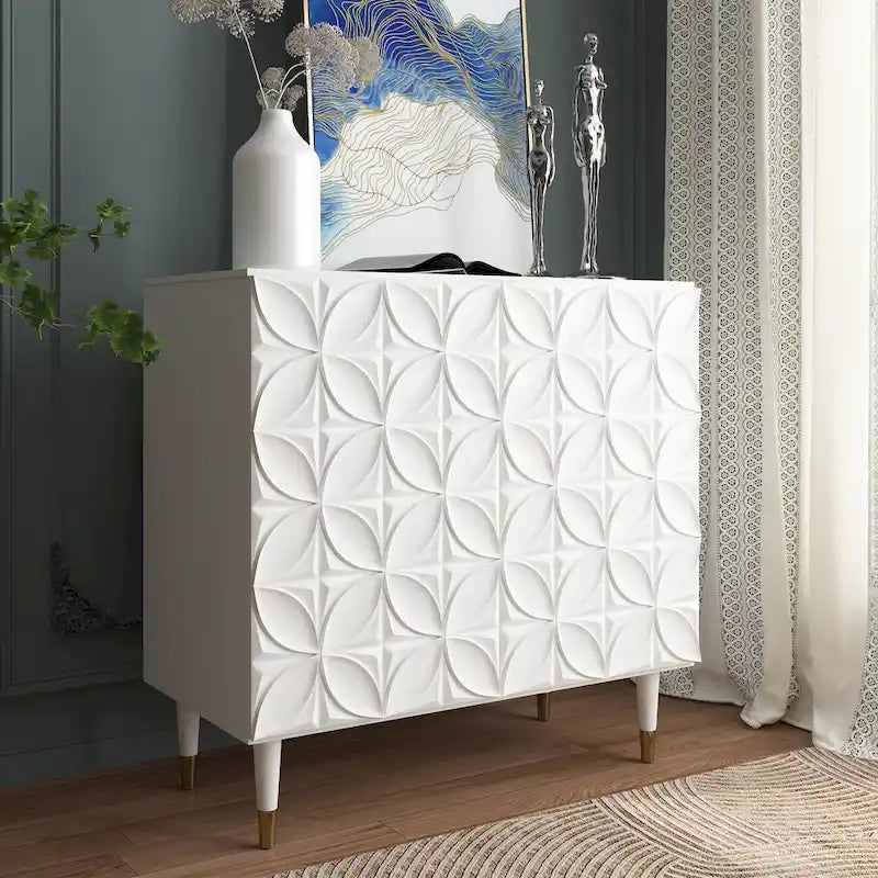 Clihome 2-deurs dressoir, glanzende locker-opbergkast voor media-apparatuur