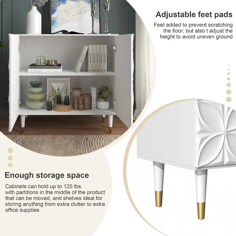 Clihome 2-deurs dressoir, glanzende locker-opbergkast voor media-apparatuur