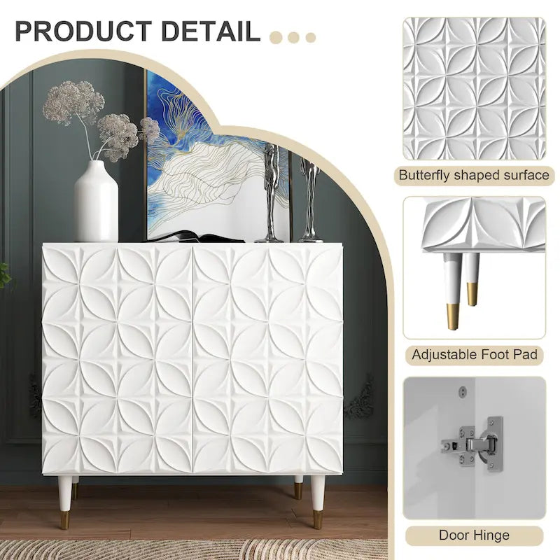 Clihome 2-deurs dressoir, glanzende locker-opbergkast voor media-apparatuur