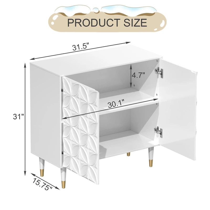 Clihome 2-deurs dressoir, glanzende locker-opbergkast voor media-apparatuur