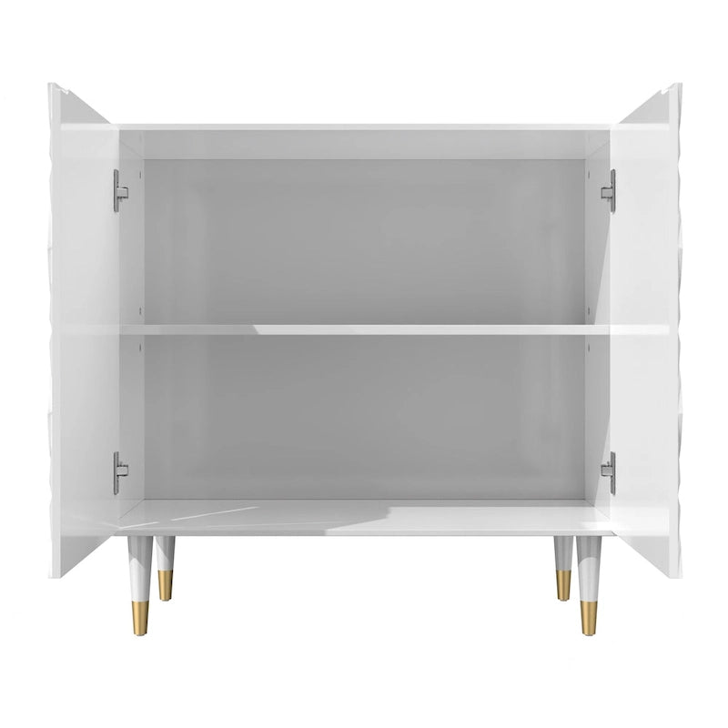 Clihome 2-deurs dressoir, glanzende locker-opbergkast voor media-apparatuur