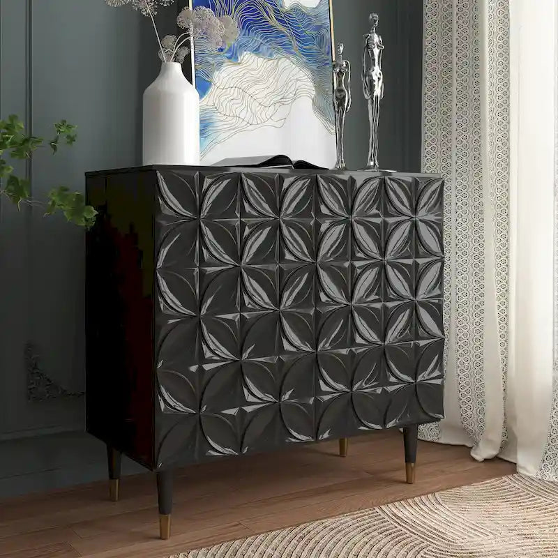 Clihome 2-deurs dressoir, glanzende locker-opbergkast voor media-apparatuur