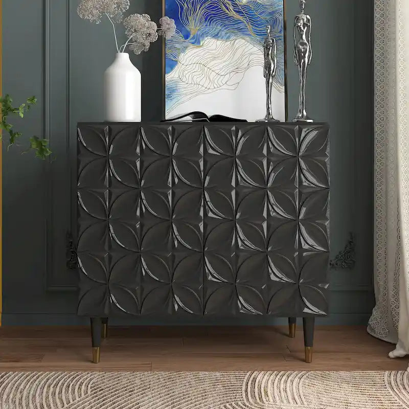 Clihome 2-deurs dressoir, glanzende locker-opbergkast voor media-apparatuur