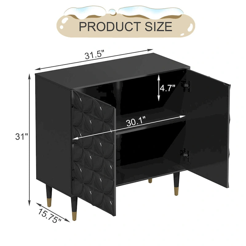 Clihome 2-deurs dressoir, glanzende locker-opbergkast voor media-apparatuur