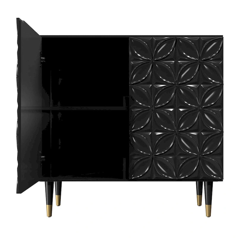 Clihome 2-deurs dressoir, glanzende locker-opbergkast voor media-apparatuur