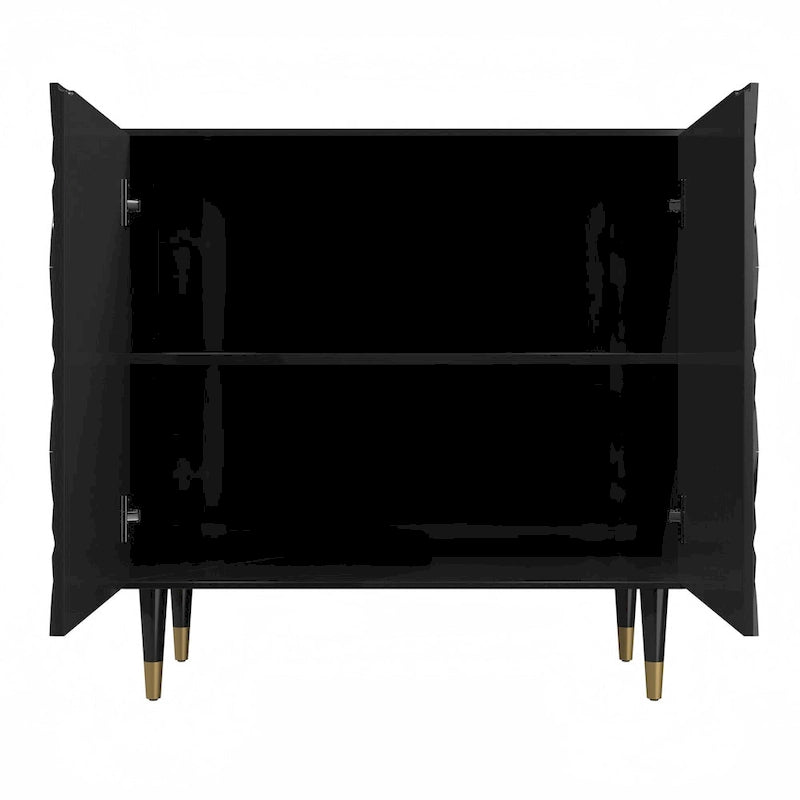 Clihome 2-deurs dressoir, glanzende locker-opbergkast voor media-apparatuur
